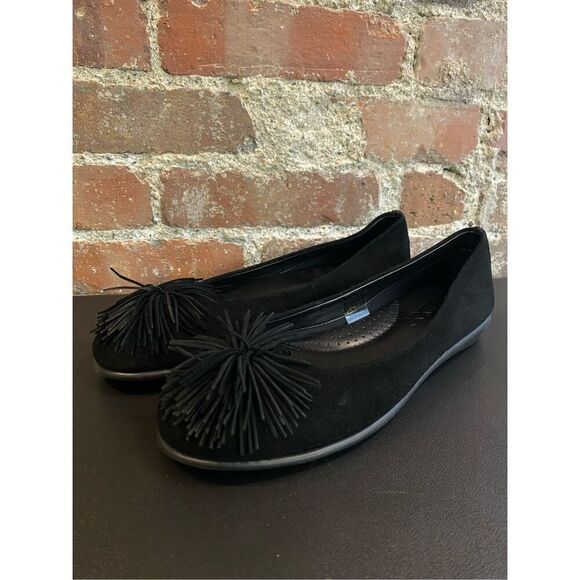 The Flexx Black Suede Leather Ballet Flat Shoe with Pompom Women’s Size 6.5 - Picture 4 of 12